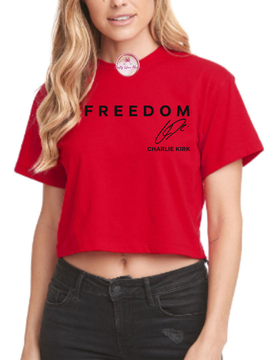 Freedom w/Charlie Kirk Signature - Red For Charlie Kirk Day