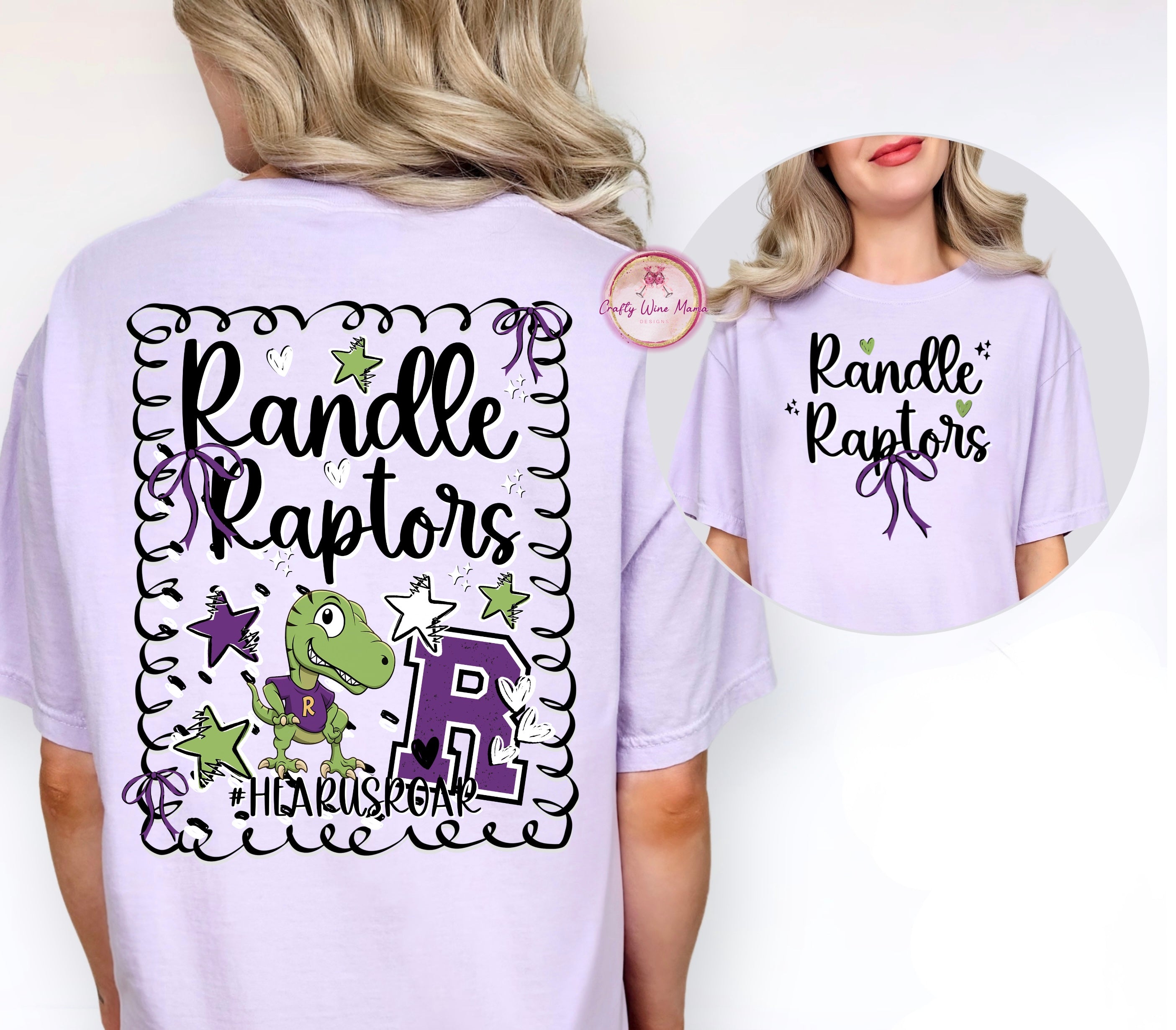 Crafty Raptors Randle Raptors New Design 2025 Front & Back – Craftywinemamadesigns